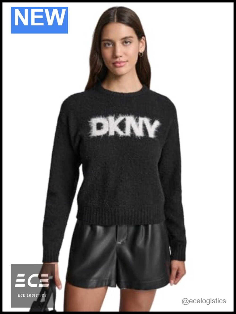 Crew Neck Long Sleeve Logo Pullover Sweater Slim Fit Fall